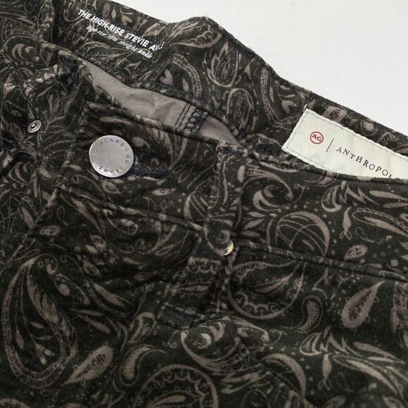AG For Anthropologie Stevie High Rise Ankle Velvet Pants Paisley Black Size 24 - Picture 5 of 15